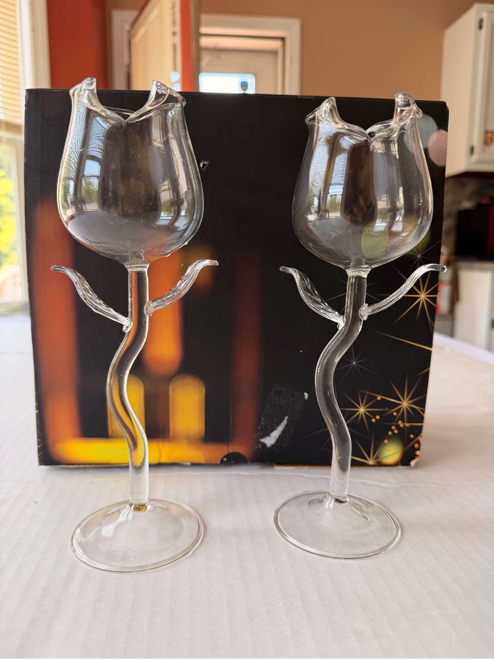 Tulip Stem Wine Glasses Set of 2